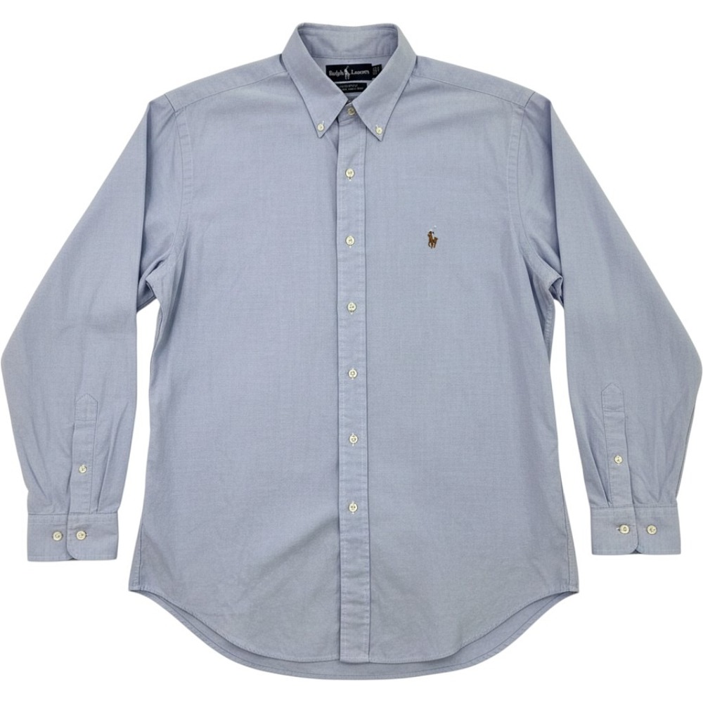 Ralph Lauren Yarmouth Shirt Mens 16.5 35 Blue Pinpoint Oxford Cotton Long Sleeve